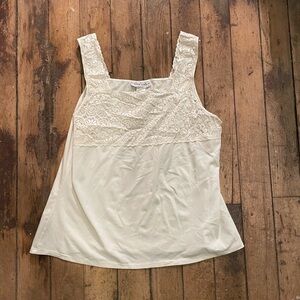 New York & Company Cream Lace Tank Top